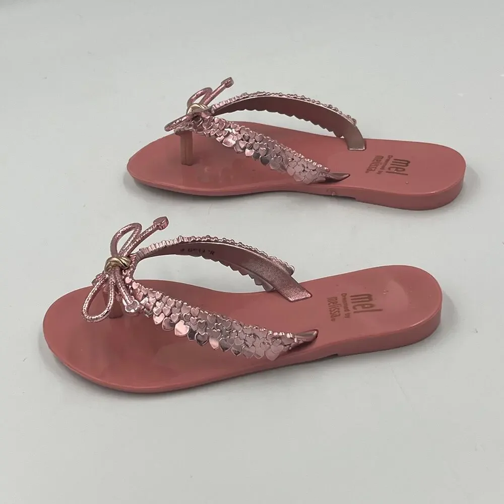 Mini Melissa Mel Harmonic Chrome III Rose Gold Sandals Little Girl sz 13